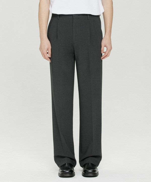 218 TWO TUCK WIDE PANTS [CHARCOAL GREY]